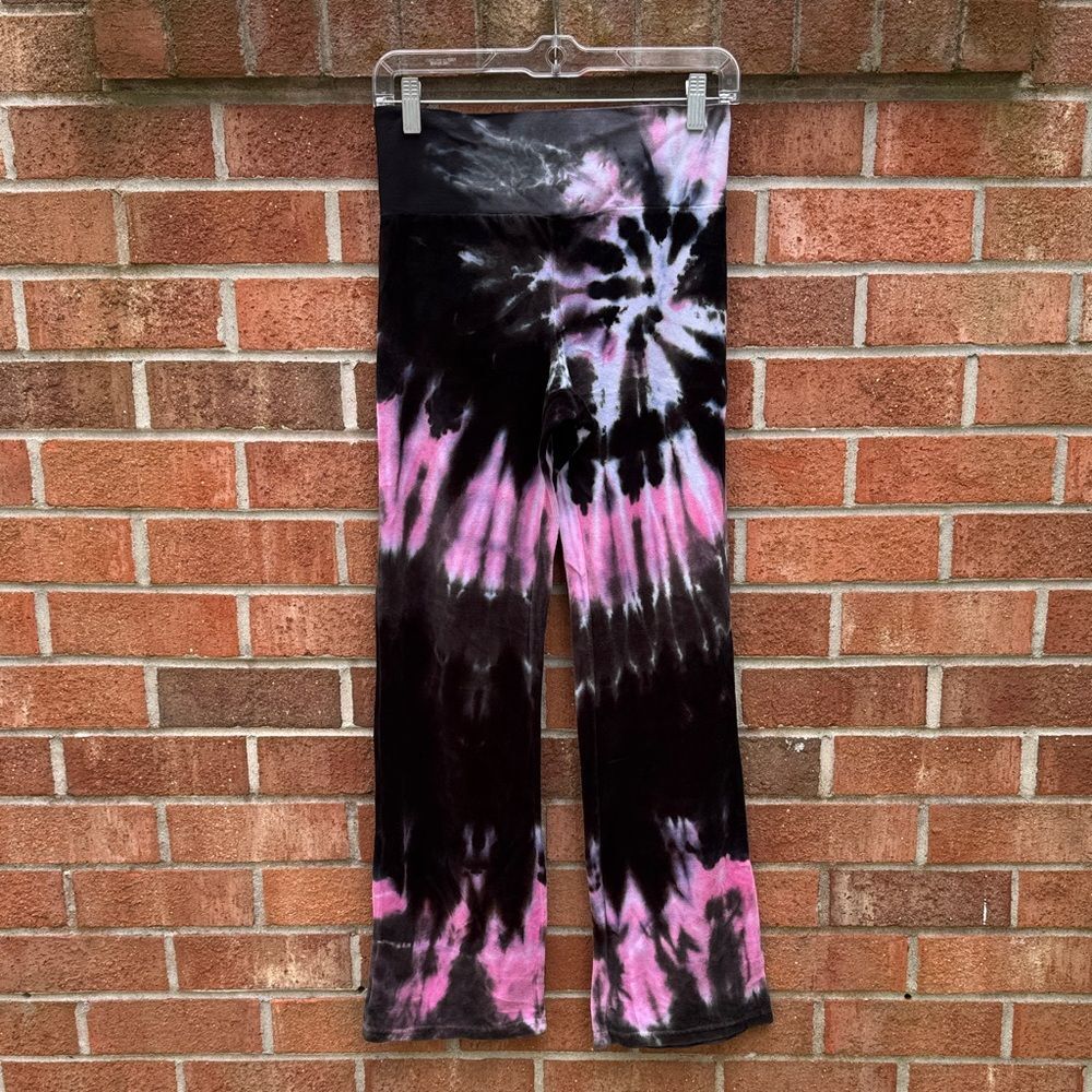 So Nikki Black and Pink Swirl Velour Leggings sz 16